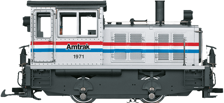 1971 Amtrak locomotive model with white, red and blue livery